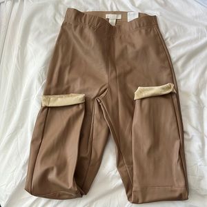 H&M beige leather pants 4